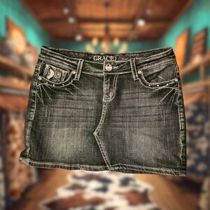 Grace in LA Distressed Bling Mini Skirt